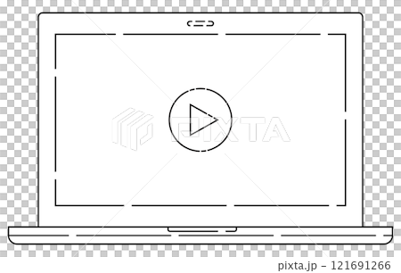 Watching videos on a laptop illustration image dotted line stylish 121691266
