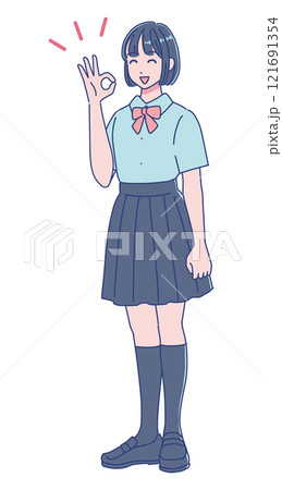 アニメ調の女子高生の立ち絵　オッケー 121691354
