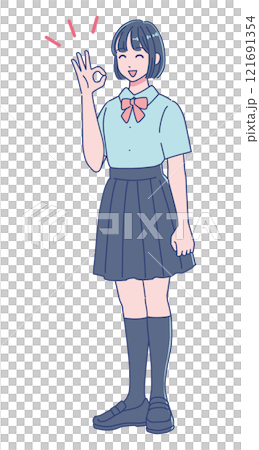アニメ調の女子高生の立ち絵　オッケー 121691354