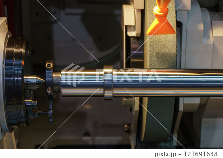 The cylindrical grinding machine in the light blue scene with lighting effect. 121691638