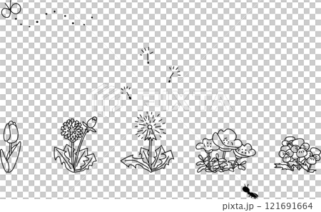 Cute hand drawn illustration of spring flowers 121691664