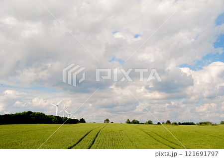 Landscape and wind turbines 121691797