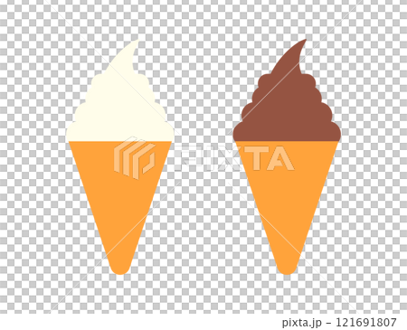 Set of soft serve ice cream cone icon illustrations 121691807