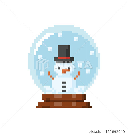 Snowman in a snow globe, icon in 8 bit style Snowman in a snow globe, icon in 8 bit style 121692040