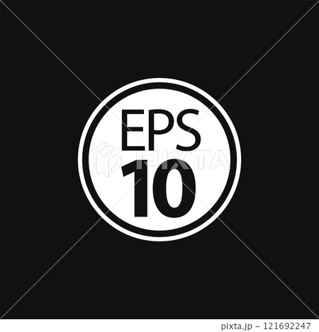 Circular badge with EPS 10 text in bold typography inside a white circle on a black background. Clean design for file format representation or branding. Vector illustration. 121692247