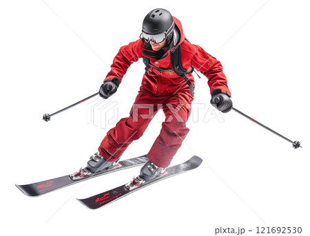 Ski player isolated on white background png transparent clipart. 121692530