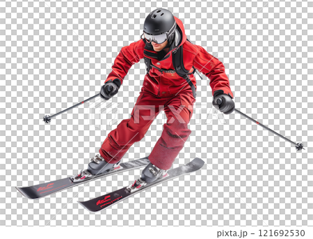 Ski player isolated on white background png transparent clipart. 121692530