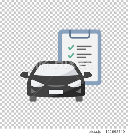 Flat icon of car and binder for appraisal and vehicle inspection (no main line) 121692540