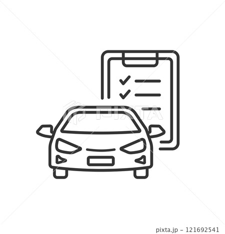 査定や車検に使える自動車の線画アイコン(白黒) 121692541