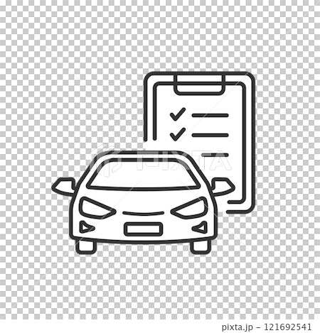 査定や車検に使える自動車の線画アイコン(白黒) 121692541