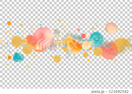 Abstract watercolor composition featuring vibrant orange and red blossoms scattered across a textured white background. Complemented by soft splashes of teal and yellow. Abstract watercolor composition featuring vibrant orange and red blossoms scattered across a textured white background. Complemented by soft splashes of teal and yellow. 121692582