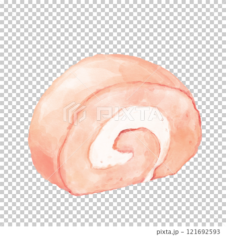 水彩で描いたシンプルないちごのロールケーキ 121692593