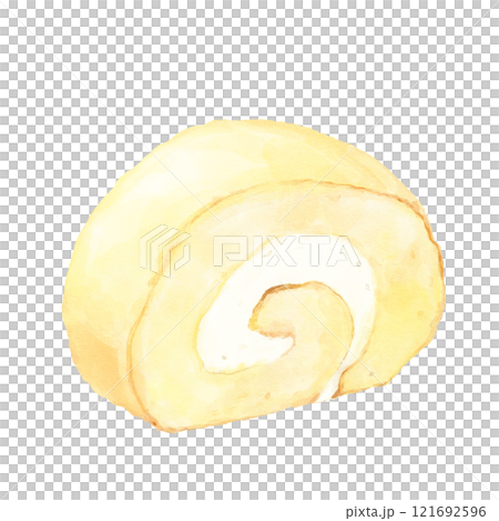 A simple watercolor illustration of a roll cake A simple watercolor illustration of a roll cake 121692596