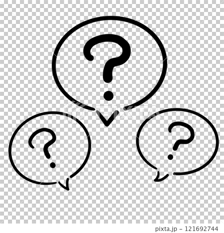Handwritten question mark speech bubble set illustration Handwritten question mark speech bubble set illustration 121692744