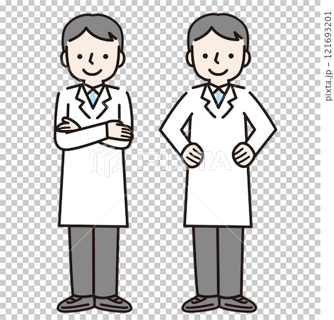 A confident man in a white coat (whole body): Illustration material A confident man in a white coat (whole body): Illustration material 121693201