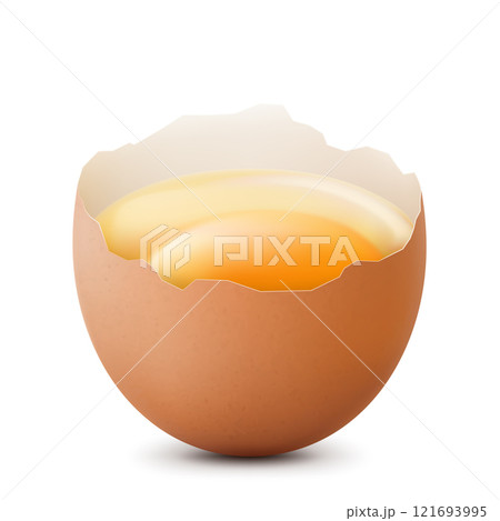 broken egg isolated on white background 121693995