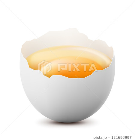 broken egg isolated on white background broken egg isolated on white background 121693997