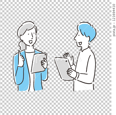 Illustration material of business people having a meeting 121694410