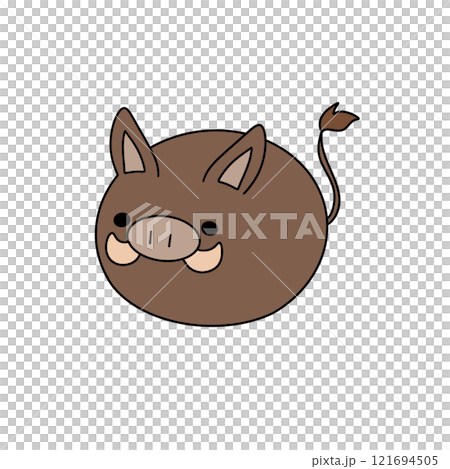 A cartoon pig with a big nose and tusks 121694505