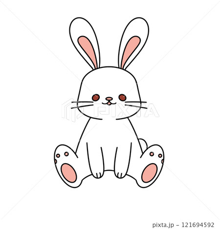 A cute cartoon rabbit is sitting on its hind legs A cute cartoon rabbit is sitting on its hind legs 121694592