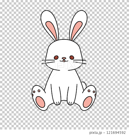 A cute cartoon rabbit is sitting on its hind legs A cute cartoon rabbit is sitting on its hind legs 121694592