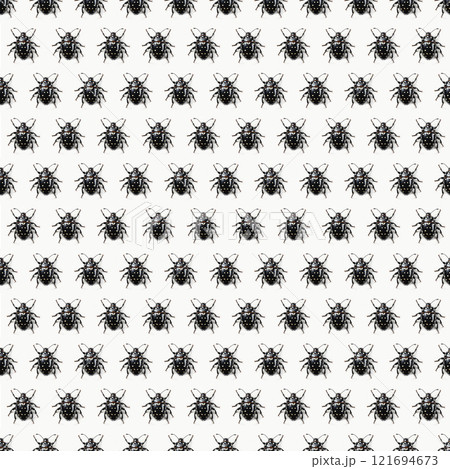 Ladybug Black Pattern. Insect Animal Print. Generative AI Digital Illustration 121694673