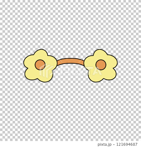 Two yellow flowers with orange centers 121694687