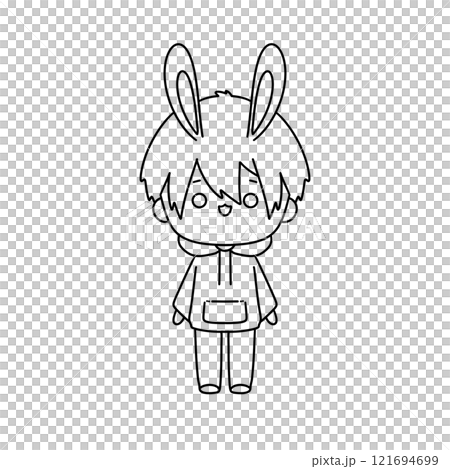 A cartoon rabbit with a hoodie on 121694699