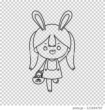 A girl is holding a basket and is running A girl is holding a basket and is running 121694797