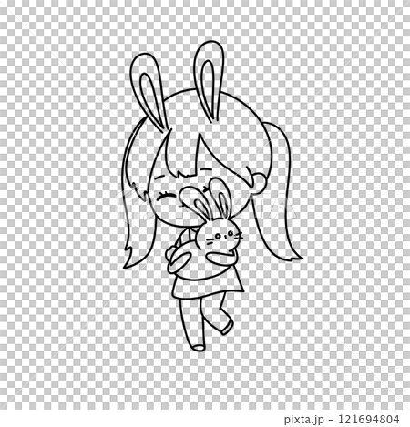 A girl is holding a rabbit A girl is holding a rabbit 121694804