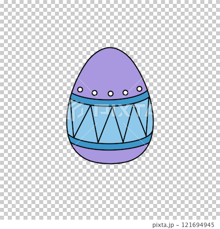 A purple and blue egg with a blue stripe around it 121694945
