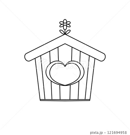 A small house with a heart on it 121694958