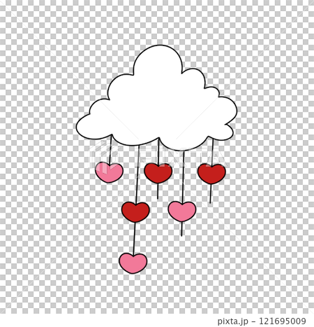 A cloud with hearts hanging from it 121695009