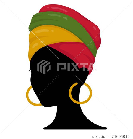 African American. Woman silhouette. Vector illustration in flat style 121695030