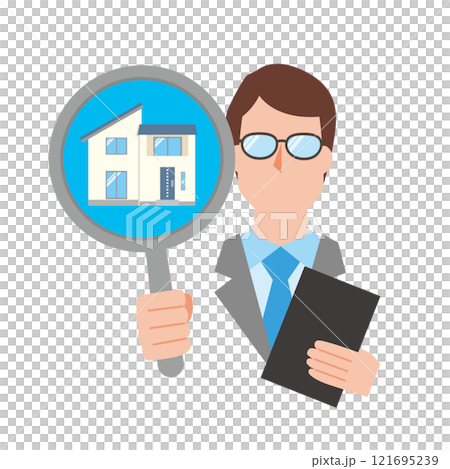 Man assessing a house Man assessing a house 121695239