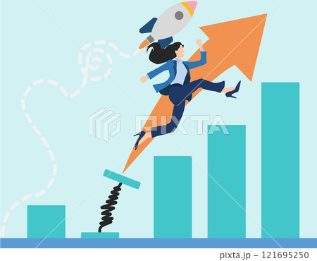 スキルアップを考えるビジネスウーマンのイラスト 121695250