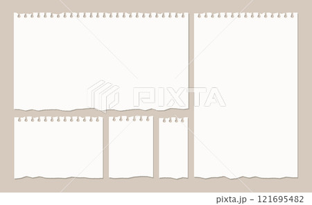 A set of torn notebook paper in various sizes 121695482