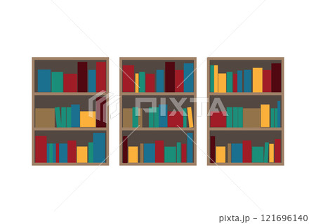 本が並んでいる本棚 121696140