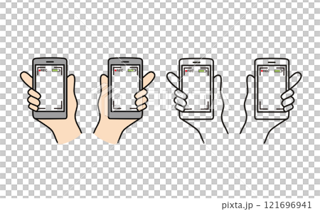 REC画面のスマホを持つ手のイラスト 121696941