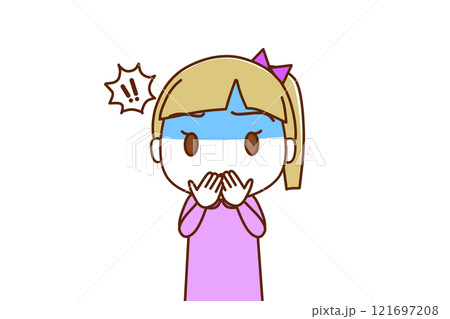 （上半身正面）信じられないシーンを見てしまいショックで真っ青になる白人少女 121697208