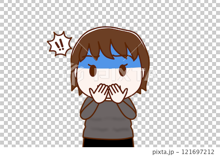 （上半身正面）胖女人看到難以置信的一幕嚇得臉色慘白 121697212