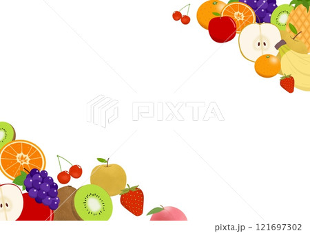 かわいいカラフルなフルーツのフレーム 121697302