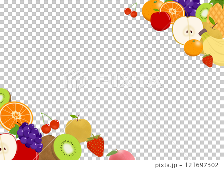 かわいいカラフルなフルーツのフレーム 121697302