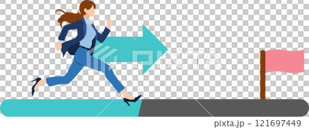 實現目標的路線圖插圖(女商人) 實現目標的路線圖插圖(女商人) 121697449