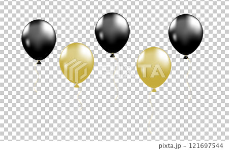 Gold and black balloon vector design elements. 121697544