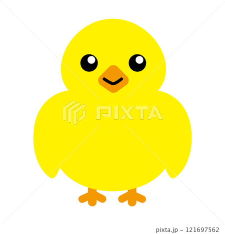 シンプルでフラットな可愛いひよこのイラスト 白バック シンプルでフラットな可愛いひよこのイラスト 白バック 121697562