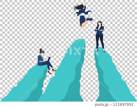 站在懸崖上的女商人的插圖 121697892