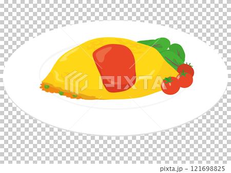 煎蛋飯在盤子上的插圖 121698825