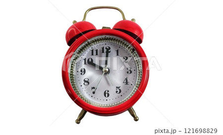 red alarm clock on white background. 121698829