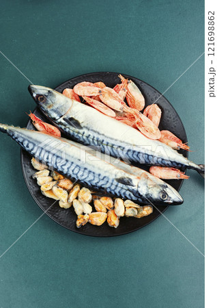 Fresh frozen mackerel. Fresh frozen mackerel. 121698862